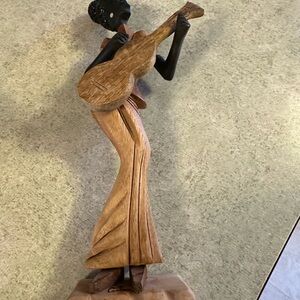 Elegant Wooden Musician Sculpture